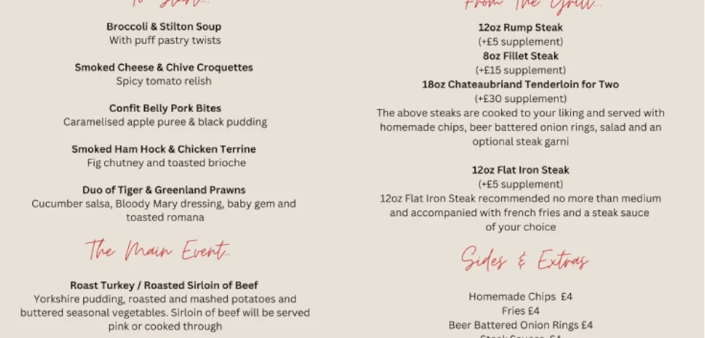 Festive Menu 2026